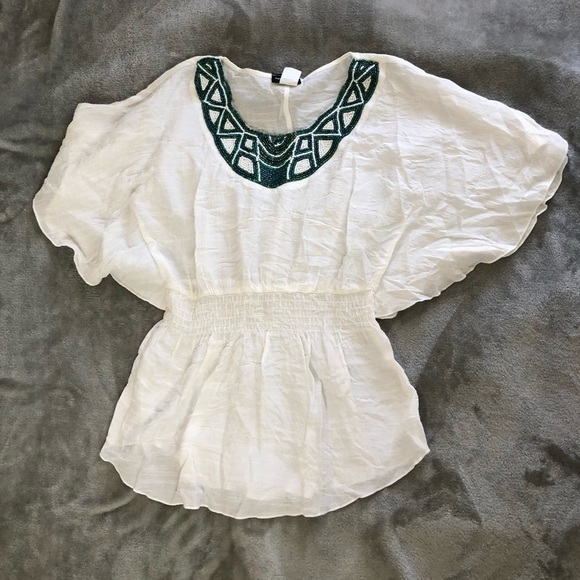 White boho batwing top - Picture 1 of 5